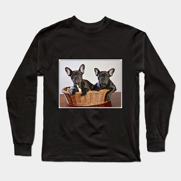 French Bulldogs In A Basket Long Sleeve T-Shirt by cameradog